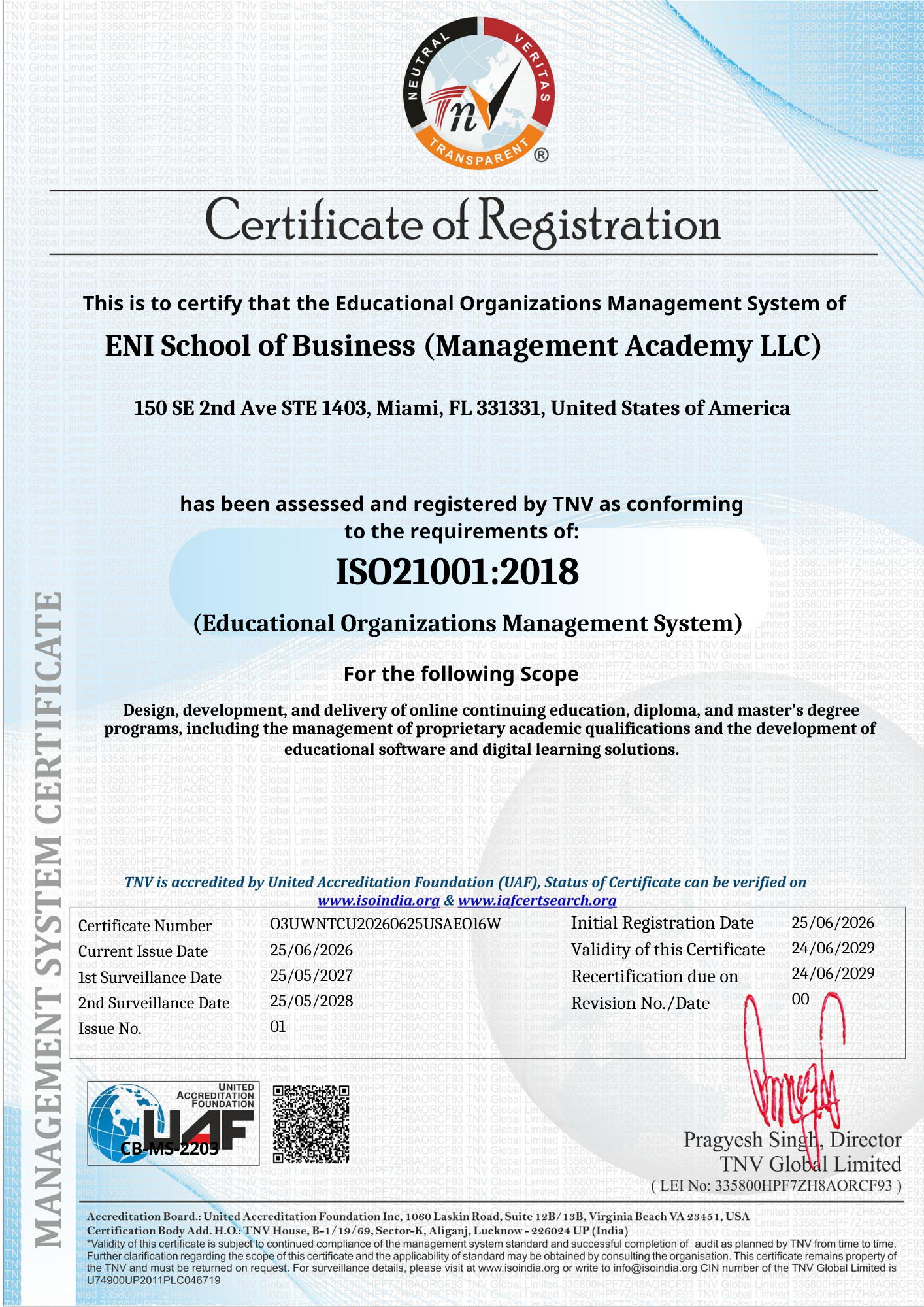 Certificación ISO 21001:2018